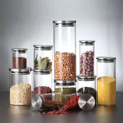 Custom Glass Kitchen Food Storage Jars | Glass Pantry Storage Containers with Stainless Steel Lids