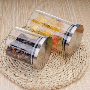 Frascos de almacenamiento de alimentos de cocina de vidrio personalizados | Contenedores de almacenamiento de despensa de vidrio con tapas de acero inoxidable