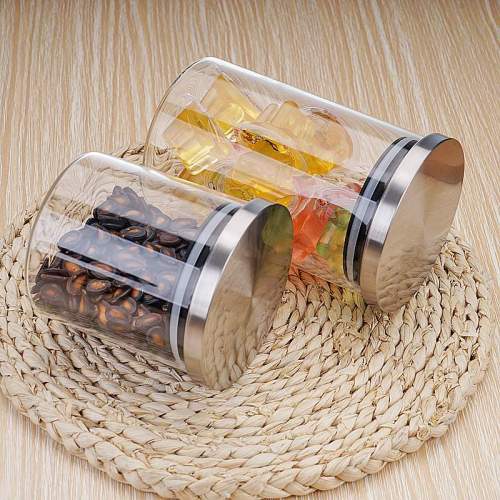Borosilicate Glass Storage Jar with Stainless Steel Lids | Wholesale Food Containers for Nuts Flour Sugar Cookie