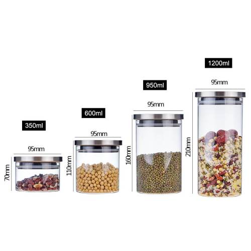 Borosilicate Glass Storage Jar with Stainless Steel Lids | Wholesale Food Containers for Nuts Flour Sugar Cookie