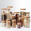 Custom Borosilicate Glass Storage Jars with Wood Cork Lid for Pantry | Glass Food Storage Canisters