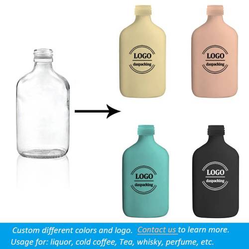 Custom Flat Flask Glass Juice Bottles | Clear Frosted Matte Glass Bottles with Tamper Evident Cap