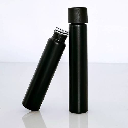 Matt Black Glass Vials | Custom Borosilicate Glass Cigar Pre Roll Tubes 116mm with Screw Caps
