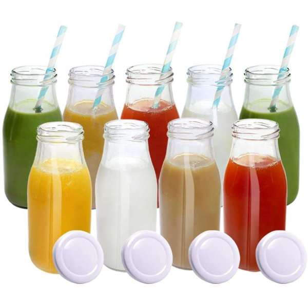 Wholesale Empty Glass Dairy Bottles with Tinplate Cap | Clear Glass Milk Bottles for Juice White Coffee