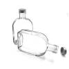 Custom Long Neck Flat Flask Glass Juice Bottles | Glass Beverage Bottles Wholesale with Aluminium Lid