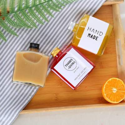 Clear Flat Shoulder Glass Flask Bottles | Empty Glass Liquor Bottles Wholesale with Aluminum Caps