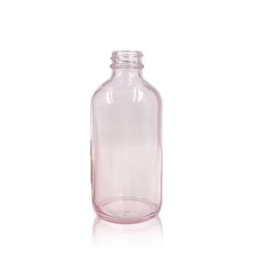 Custom Pink Boston Round Glass Bottles | 4 oz Coated Glass Bottles Bulk with Cap