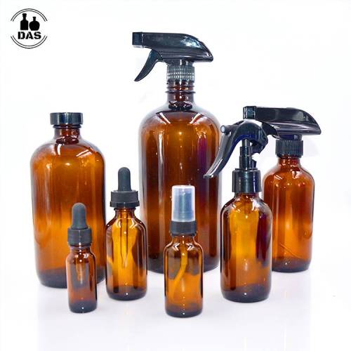 Custom Amber Boston Round Glass Bottles | Brown Glass Bottles 0.5 oz 1 oz 2 oz 4 oz 8 oz 16 oz 32 oz
