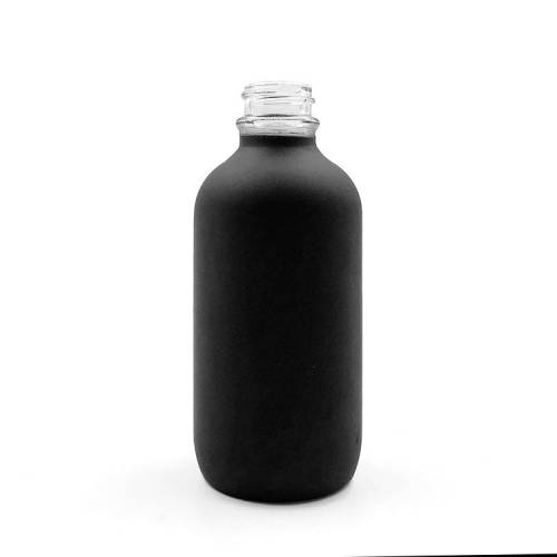 4 oz Matte Black Boston Round Glass Bottles Wholesale | Custom Glass Bottles with Spray Painting