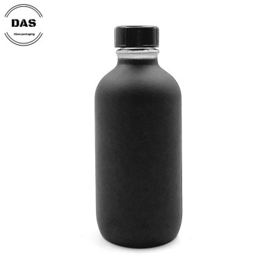 4 oz Matte Black Boston Round Glass Bottles Wholesale | Custom Glass Bottles with Spray Painting