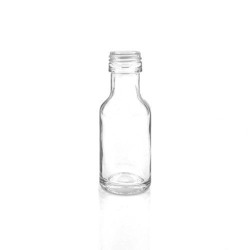 Botellas de licor de vidrio en miniatura transparente 30 ml al por mayor para ginebra, whisky, ron, vodka con tapas de aluminio