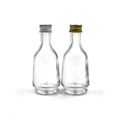 Custom 50ml Mini Glass Liquor Bottles | Mini Miniature Alcohol Bottles Bulk with Aluminum Lids