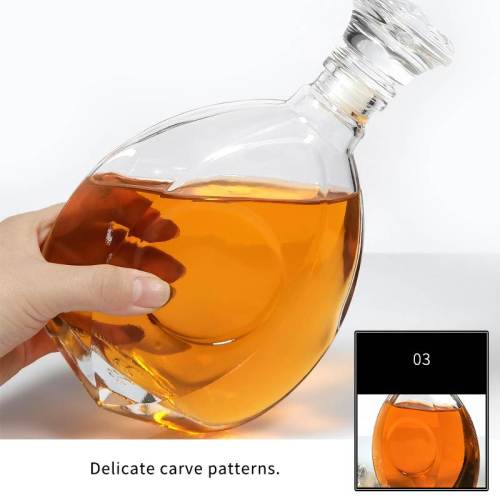 Custom Glass Spirit Bottles | Glass Whiskey Liquor Bottles 500ml | Flat Shaped Brandy Bottles