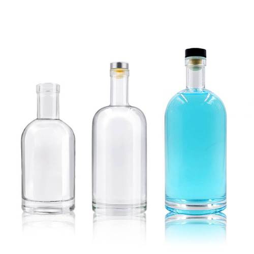 Botellas de licor de licor de vidrio transparente nórdico personalizadas 375 ml 750 ml | Botellas de whisky de vidrio para ron, vodka