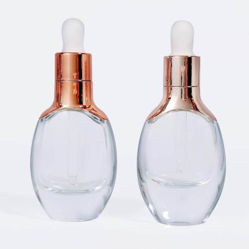 Frascos cuentagotas de vidrio personalizados 15ml 30ml 50ml | Botellas de suero de forma ovalada para aceite esencial