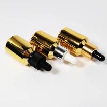 Custom 30ml Golden Glass Dropper Bottles | Cylinder Slope Essential Oil Bottles with Golden Dropper