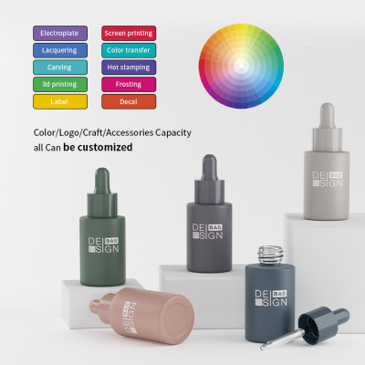 Custom Colored Cylinder Glass Dropper Bottles 30ml for Essential Oil, Serum, Hair Oil, Beard Oil