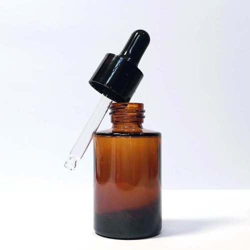 Wholesale Amber Essential Oil Glass Dropper Bottles 1 oz with Black Smooth Dropper