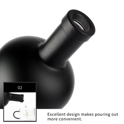 Custom Glass Spirits Liquor Bottles Nordic Matte Black 375ml 500ml 700ml 750ml with Bar Top Corks