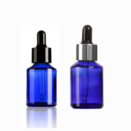 Flacons compte-gouttes en verre bleu personnalisés | Bouteilles de sérum d'huile capillaire pour soins de la peau pour huile essentielle, huile de barbe