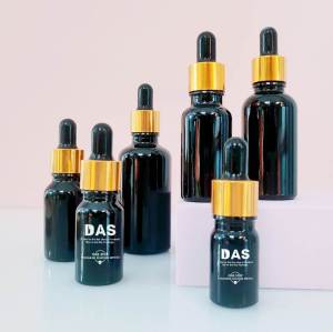 Custom Black Glass Eye Dropper Bottles | Euro Serum Essential Oil Bottles with Golden Dropper