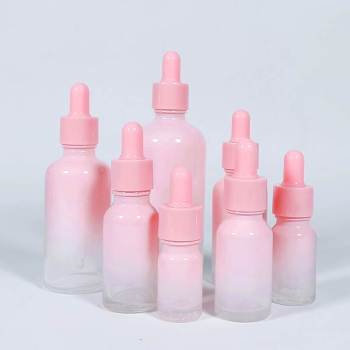 Custom Euro Essential Oil Glass Dropper Bottles | Round Gradient Pink Skincare Serum Bottles