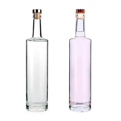 Botellas de licor de vodka de vidrio transparente personalizadas 750 ml con corchos | Acabado superior de la barra