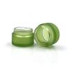 Frascos cosméticos de vidrio personalizados de 1 onza verde mate con tapas de plástico para crema de maquillaje