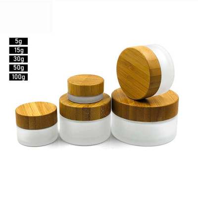 Frascos de Cosméticos de Vidrio Esmerilado con tapas de madera al por mayor | Envases cosméticos de vidrio personalizados