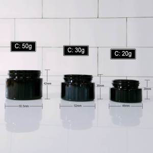 Custom Black Glass Cosmetic Cream Jars 20g 30ml 50g with Wood Grain Plastic Lids