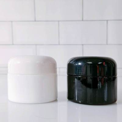 Custom Glass Cosmetic Jars with Lids | Bulk Black White Glass Cosmetic Cream Container 30ml 50g