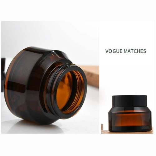 Custom Amber Glass Cosmetic Jars with Plastic Lids | Slanted Shoulder Shaped | 15g 30g 50g