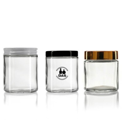 Frascos cosméticos de vidrio transparente personalizados con tapas | Frascos de crema de vidrio de lados rectos al por mayor