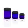 Wholesale Blue Straight Sided Glass Cosmetic Jars 2oz 4 oz 8 oz | Provide Lids, Labels