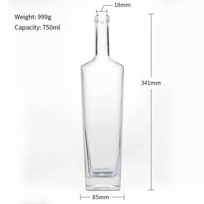 Custom Square Glass Spirit Distillery Bottles with Cork | Glass Whiskey Liquor Bottles for Sale