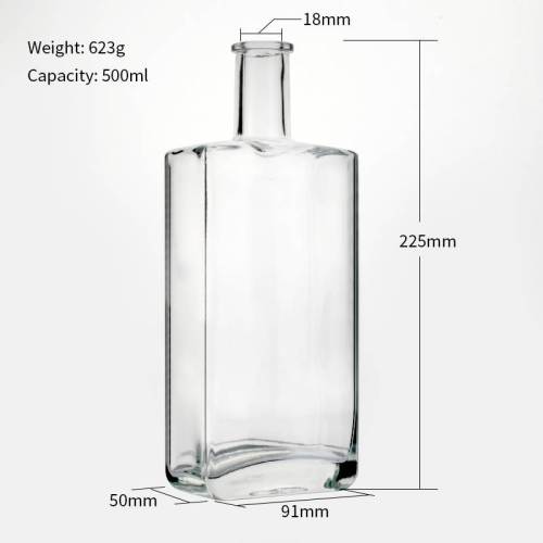 500ml Square Glass Spirit Alcohol Bottles | Custom Liquor Distillery Bottles with Corks