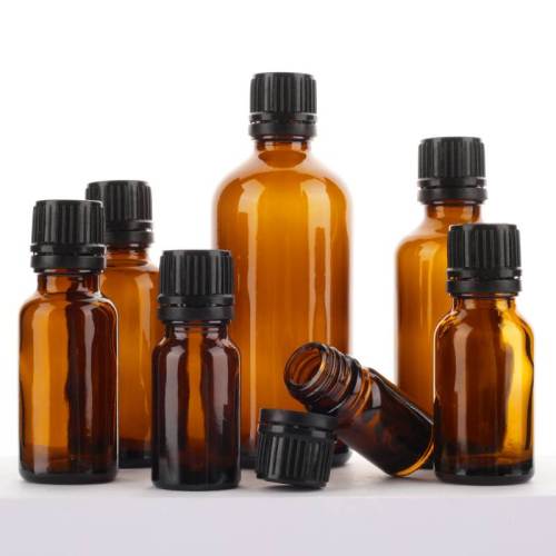 Custom Amber Euro Essential Oil Bottles | Aromatherapy Bottles with Tamper Proof Caps