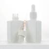 Custom Square Glass Dropper Bottles 1 oz | Matte White E liquid Bottles with Plastic Dropper