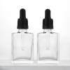 1 oz Square Glass Dropper Bottles Wholesale | Clear Tincture Serum Bottles with Tamper Evident Dropper