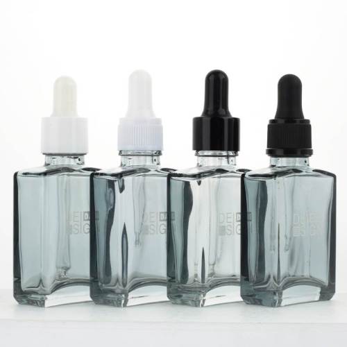 Custom Glass Tincture Dropper Bottles 1oz with Plastic Dropper | Serum Bottles | Square Shaped