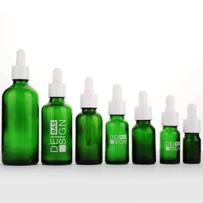 Custom Euro Glass Eye Dropper Bottles | Tincture Beard Oil Bottles with White Smooth Dropper