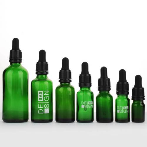 Custom Euro Glass Essential Oil Dropper Bottles with Tamper Evident Dropper | Green Color