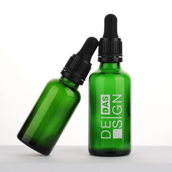 Custom Euro Glass Essential Oil Dropper Bottles with Tamper Evident Dropper | Green Color