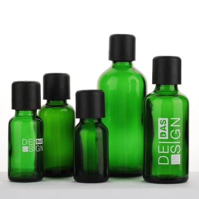 Botellas de tintura de aromaterapia de vidrio verde al por mayor | Frascos para el cuidado de la piel con tapas de rosca a prueba de niños