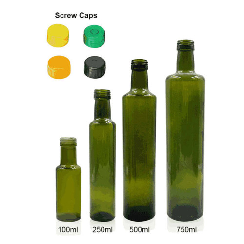 Bouteilles d'huile d'olive et de vinaigre en verre Dorica personnalisées | Bouteilles d'huile de cuisson vertes pour la cuisine