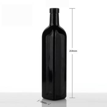 Custom Marasca Square Glass Oil and Vinegar Bottle 500ml for Kitchen | Black Vinegar Cruet