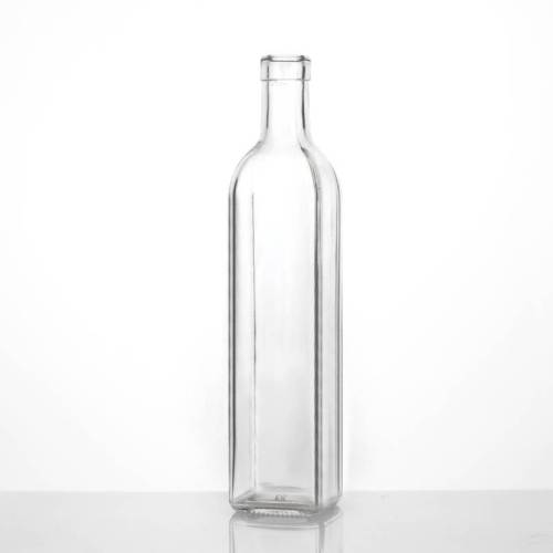 Square Marasca Glass Oil and Vinegar Bottles 500ml Clear Wholesale for Cooking Oil, Sauce