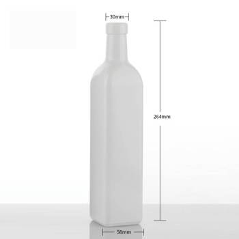 Custom Marasca Glass Cooking Oil and Vinegar Bottles 500ml for Kitchen | Glossy White Color