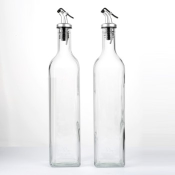 Custom Marasca Glass Vinegar Bottles 500ml | Clear Cooking Olive Oil Dispenser Bottles with Spout