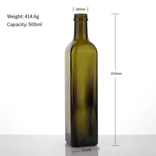 Dark Green Marasca Olive Oil Glass Bottles 500ml Wholesale for Oyster Sauce with Pressing Pump